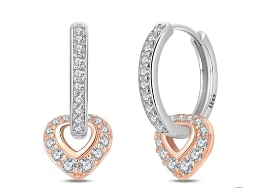 925 Sterling Silver heart earrings