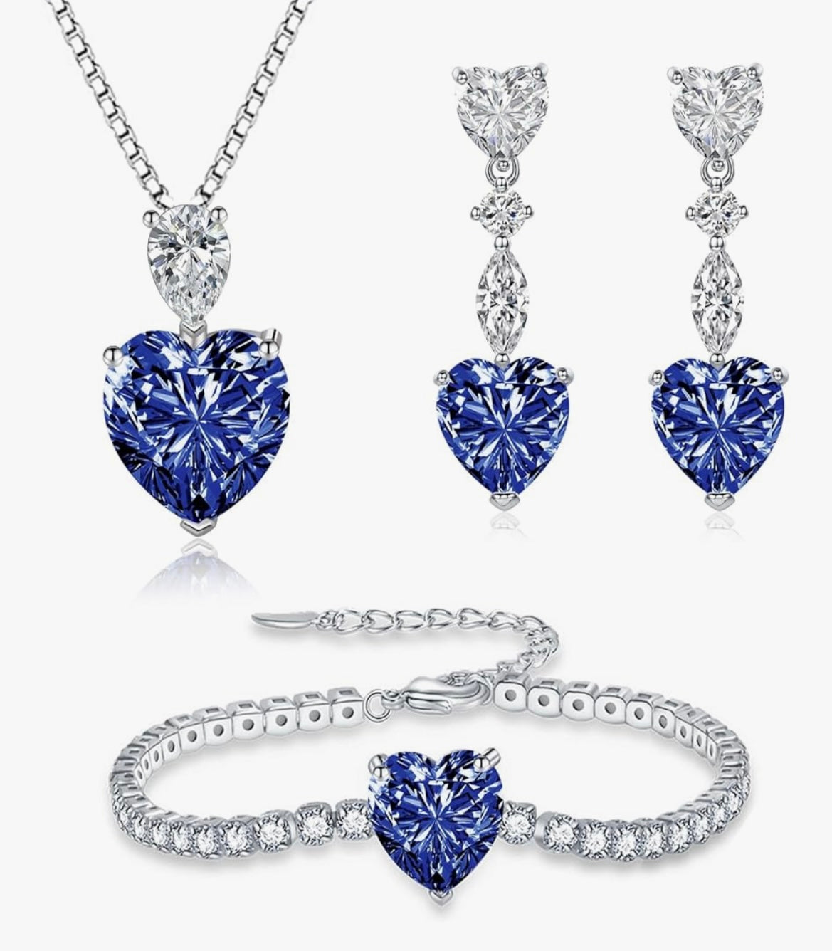 925 Sterling Silver Heart Jewellery Set