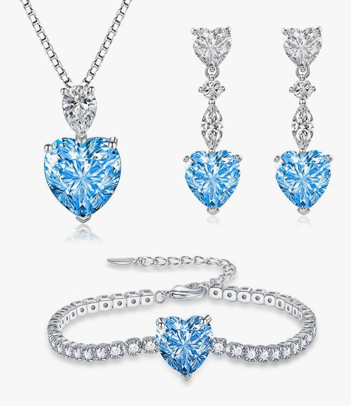 925 Sterling Silver Heart Jewellery Set