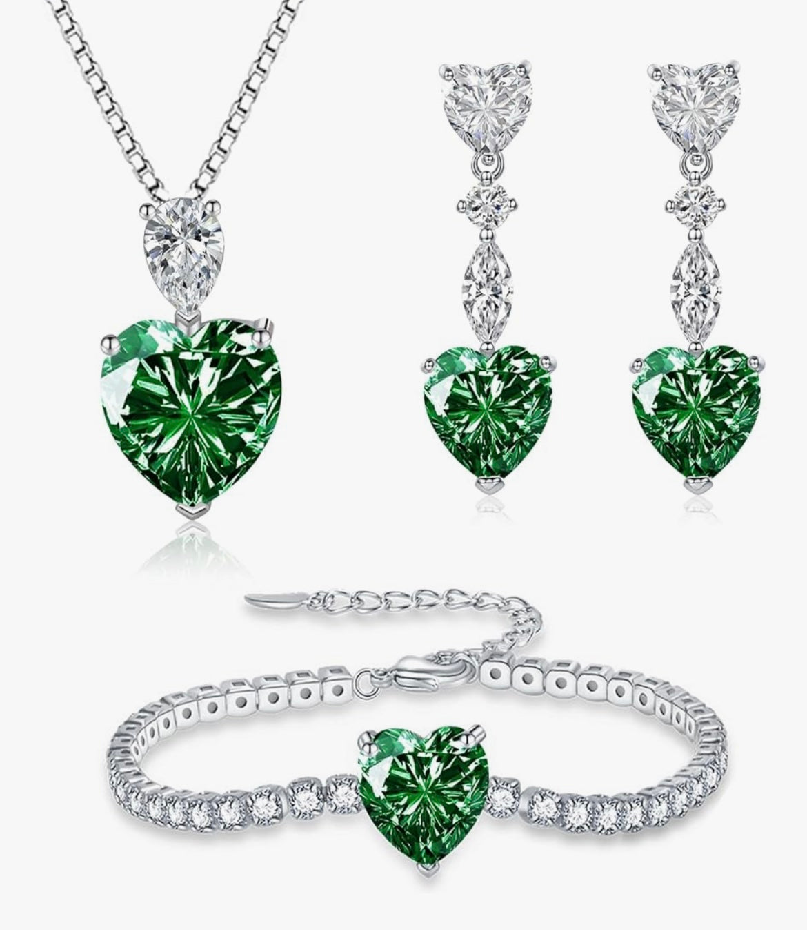 925 Sterling Silver Heart Jewellery Set