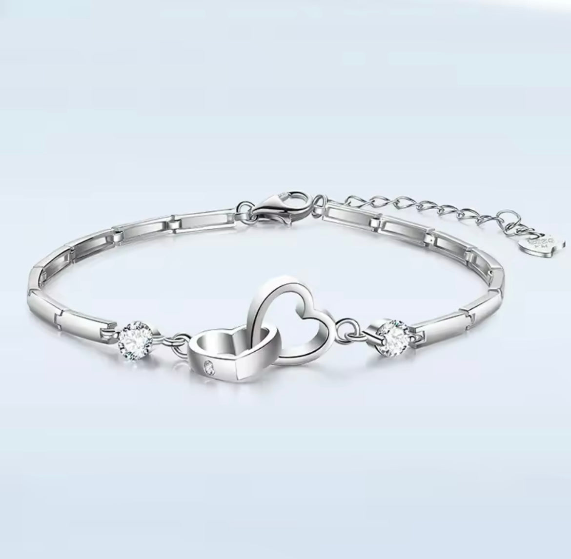 925 Sterling silver double heart bracelet