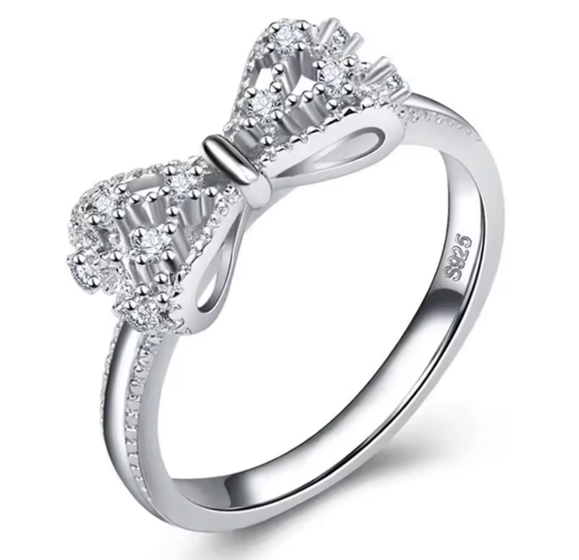 925 Sterling silver bow knot ring