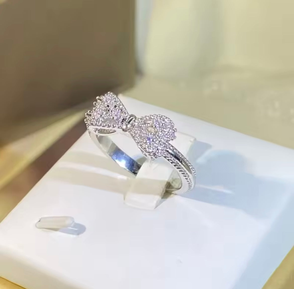 925 Sterling silver bow knot ring