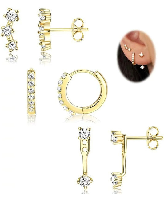 3pcs gold earrings stacker set