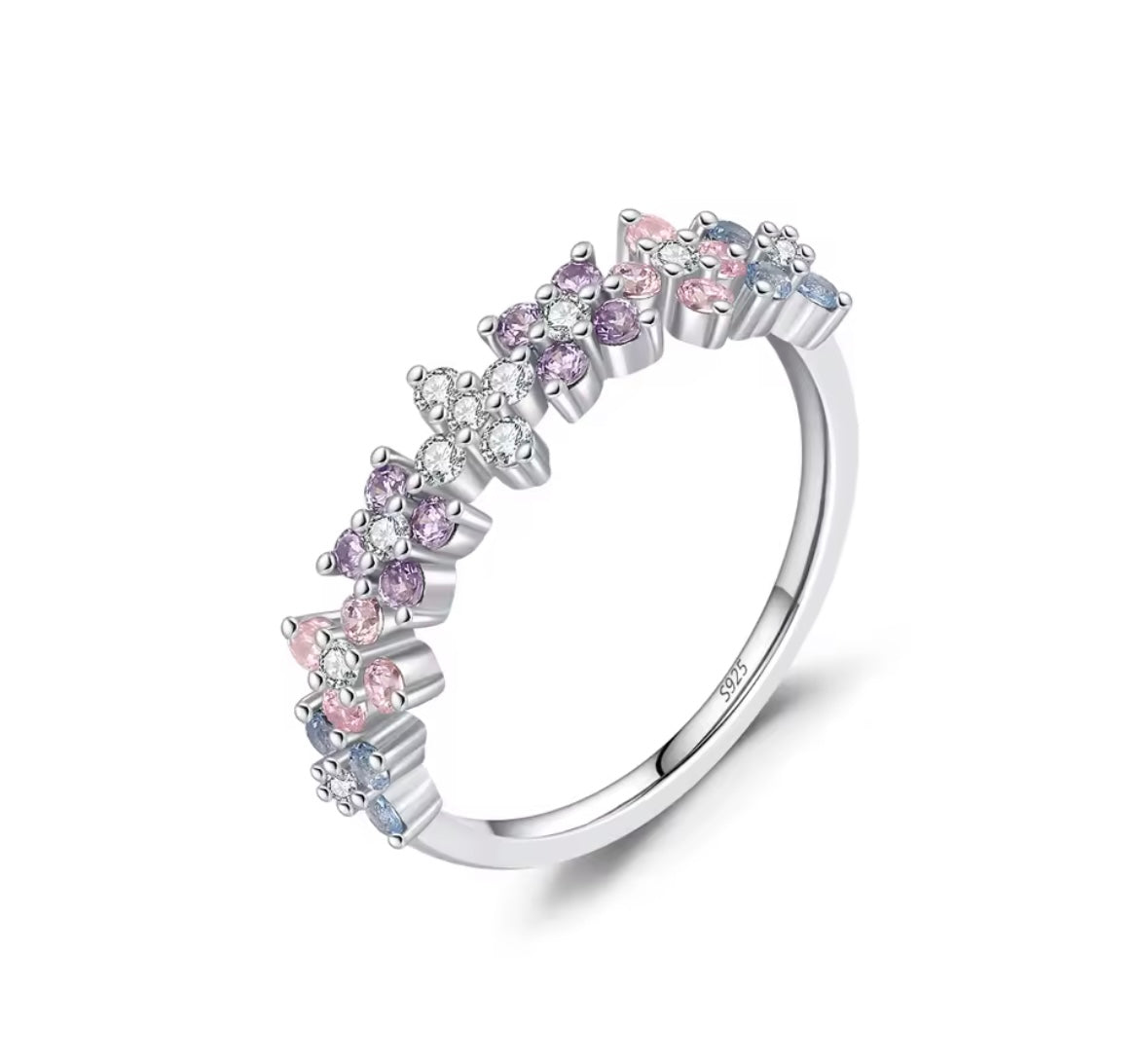 925 Sterling Silver Flower Eternity Ring