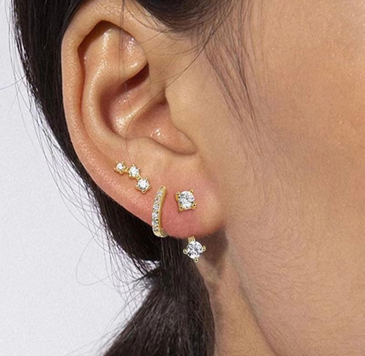 3pcs gold earrings stacker set