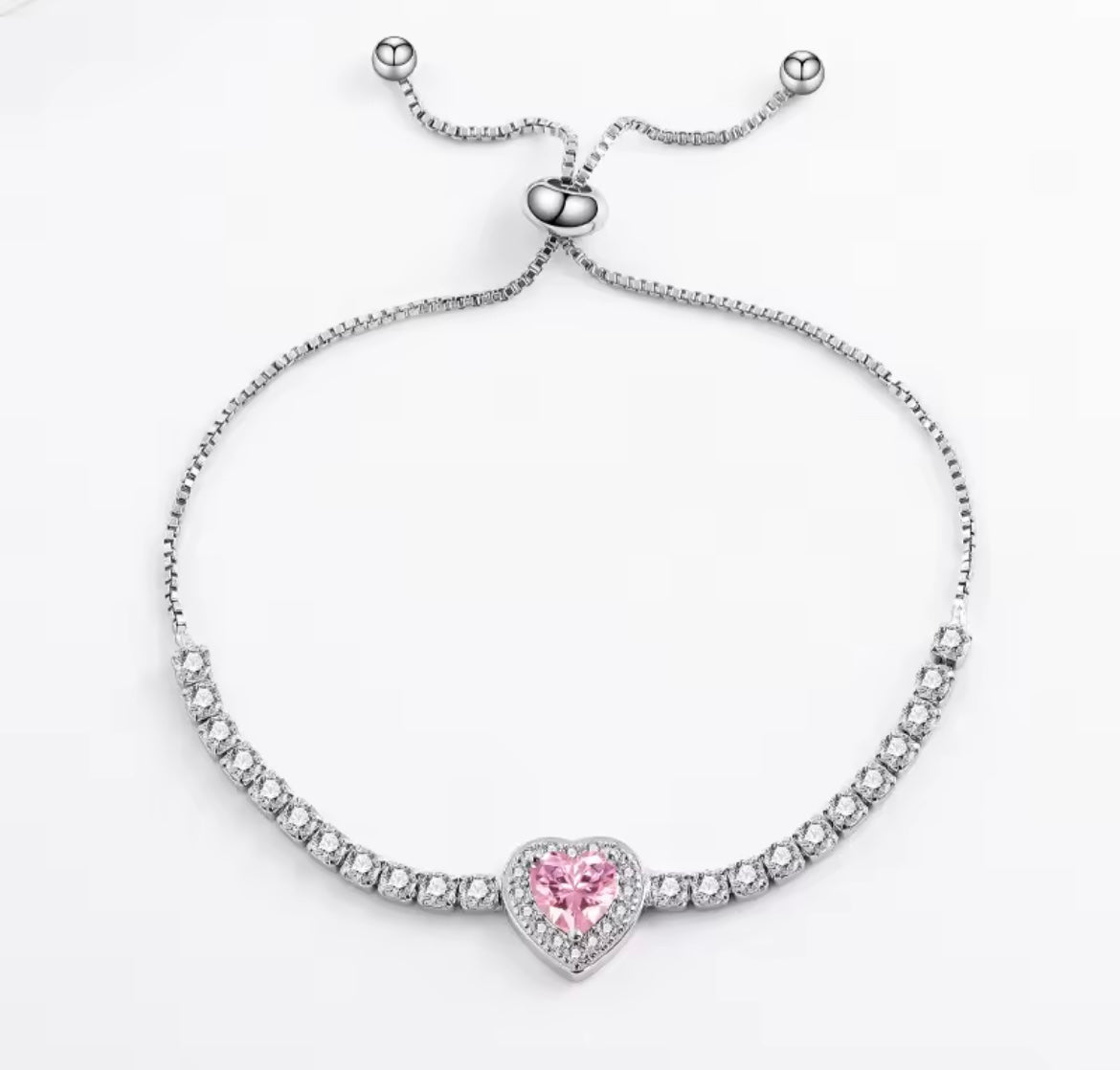 925 Sterling Silver Heart Adjustable Bracelet