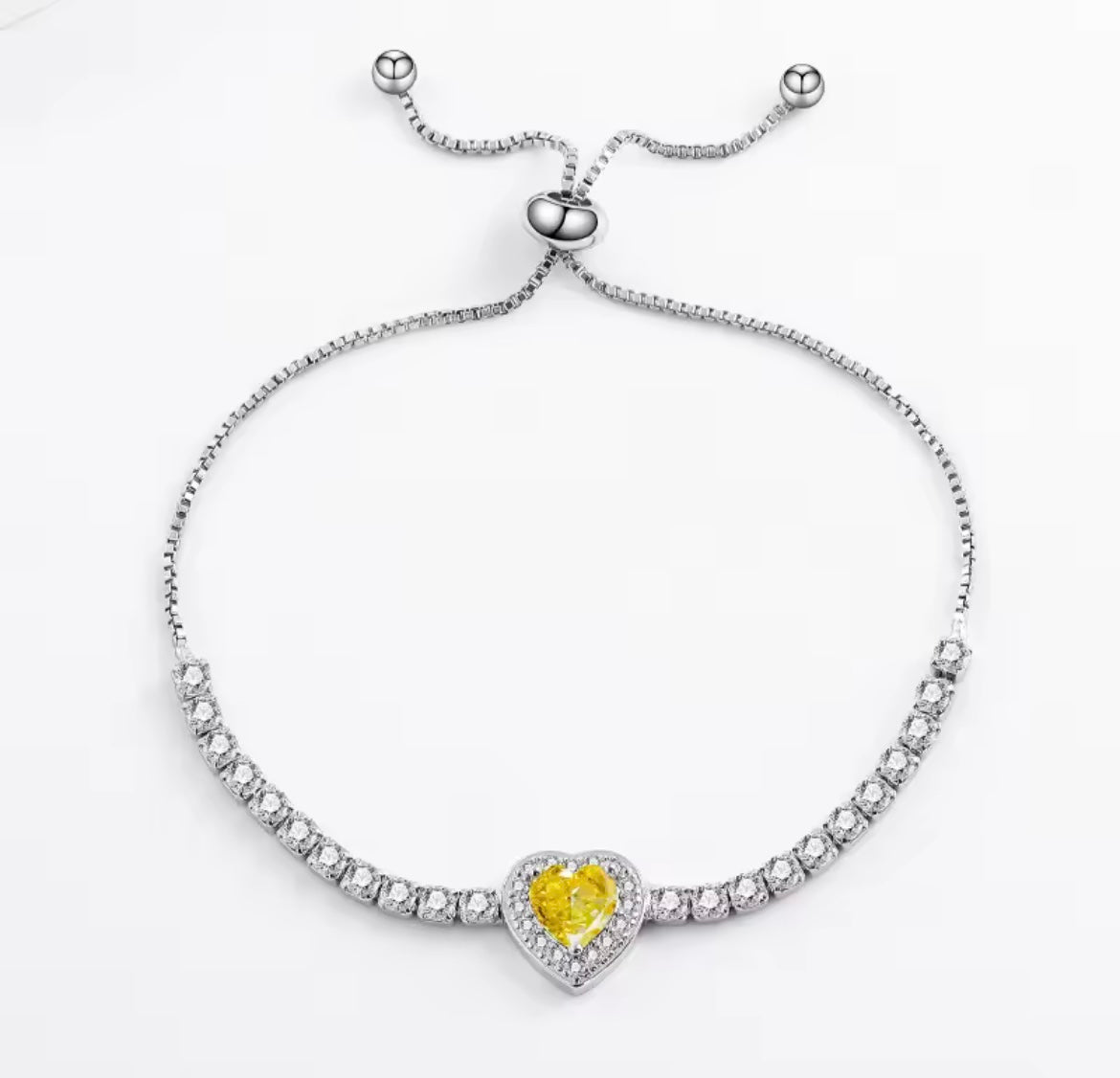 925 Sterling Silver Heart Adjustable Bracelet
