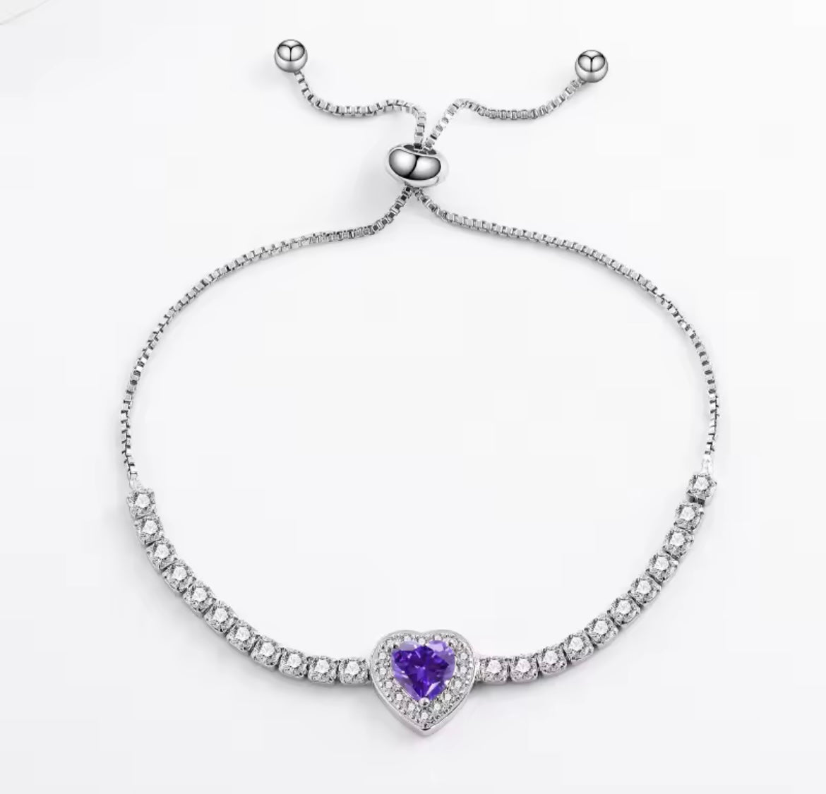925 Sterling Silver Heart Adjustable Bracelet