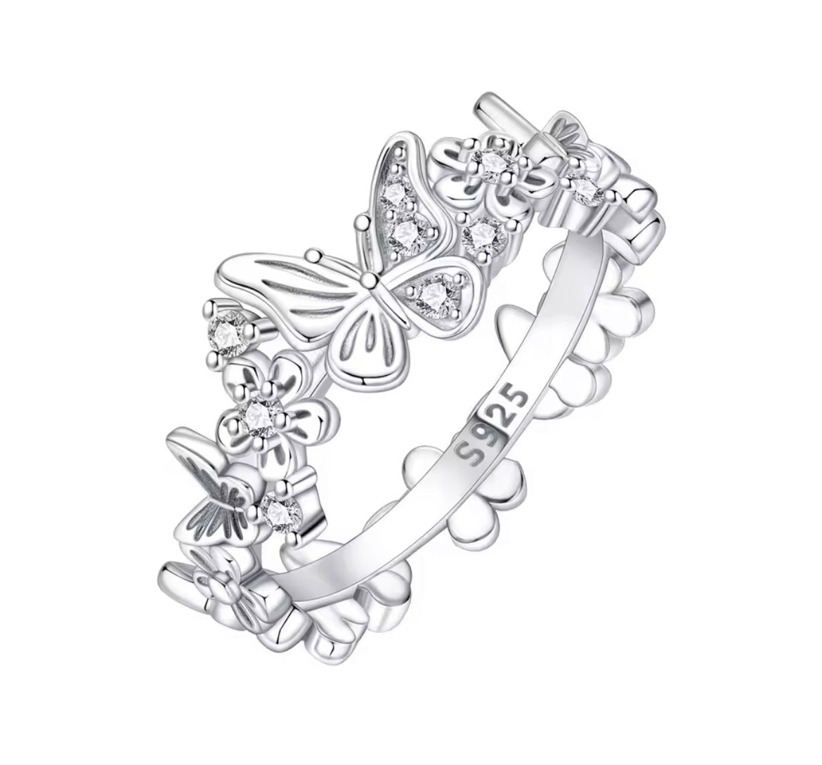 925 Sterling silver butterfly ring