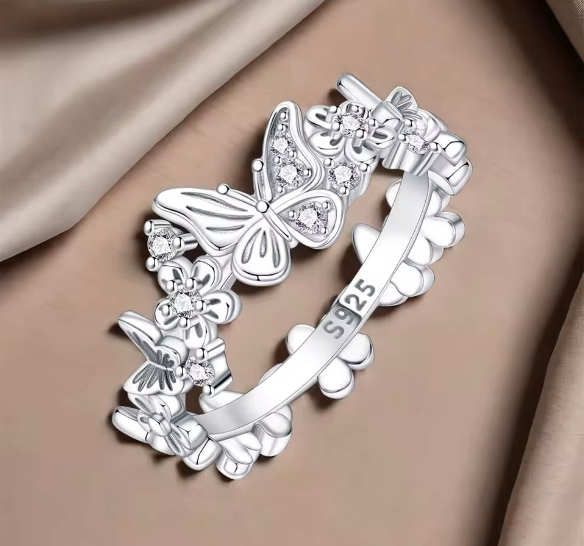 925 Sterling silver butterfly ring
