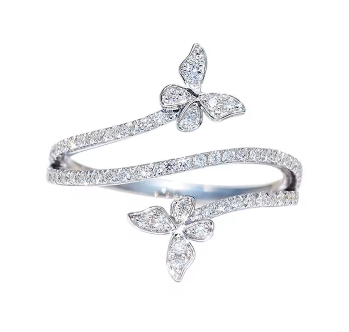 925 Sterling silver butterfly open ring