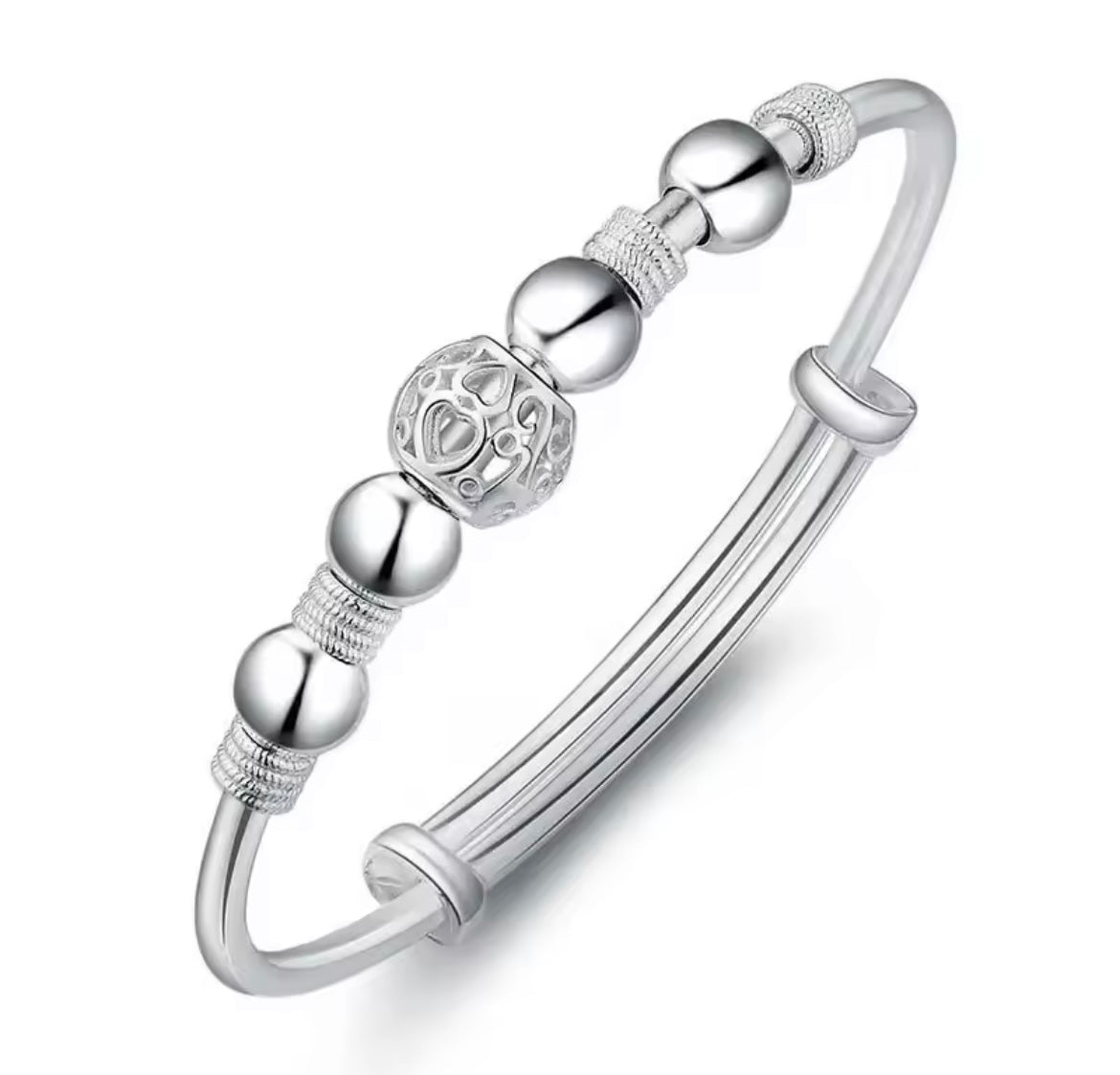 925 Sterling silver charm Bead Bangle bracelet