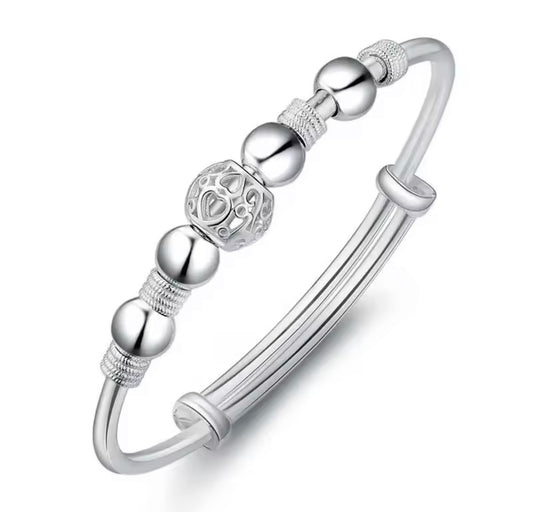925 Sterling silver charm Bead Bangle bracelet