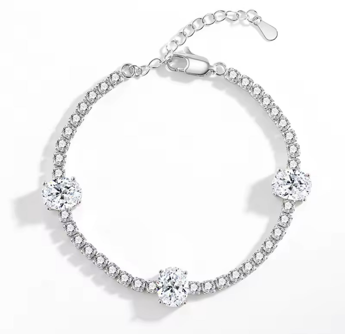 925 Sterling Silver Oval zircon bracelet