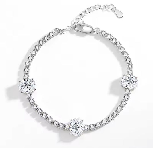 925 Sterling Silver Oval zircon bracelet