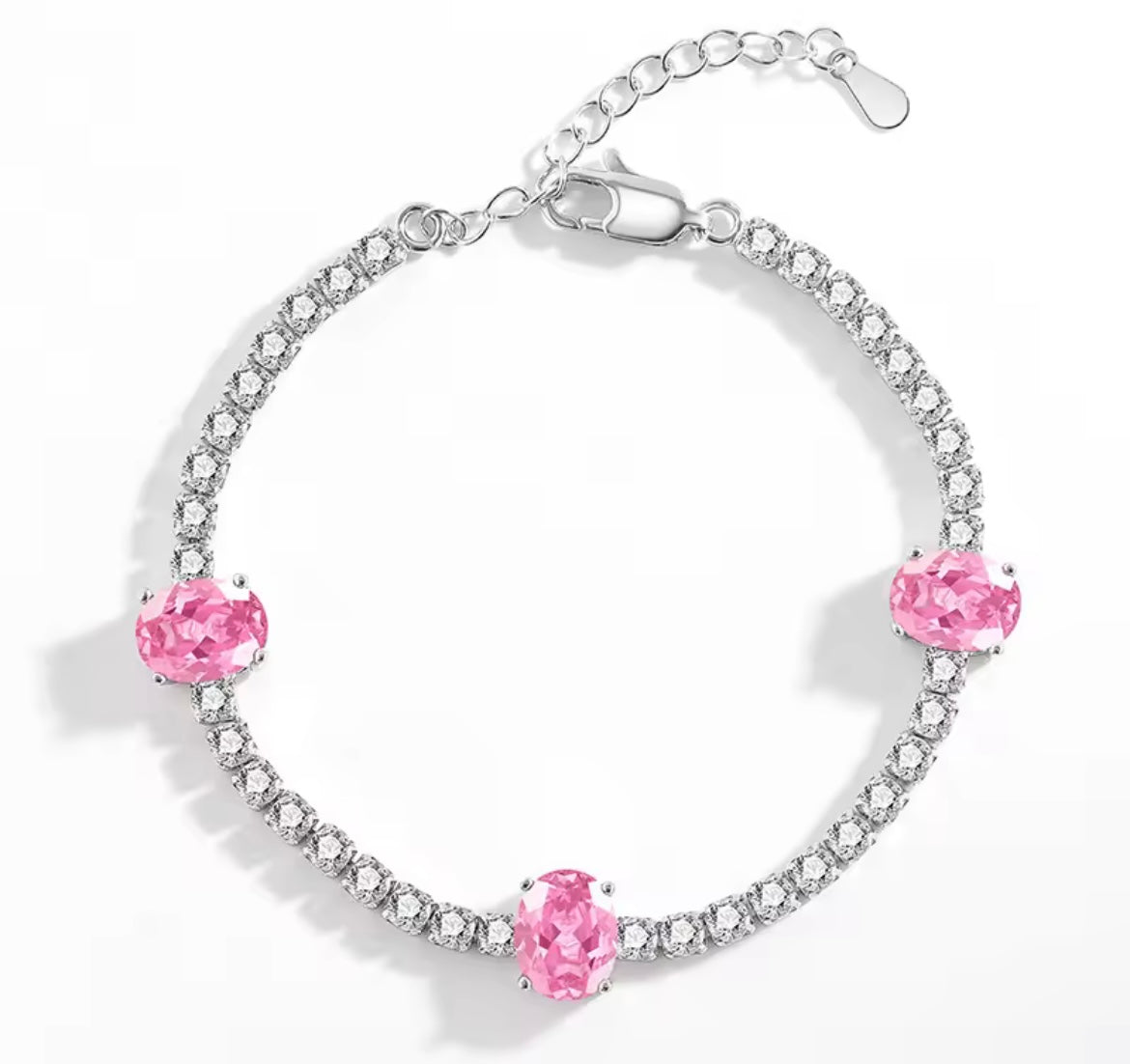 925 Sterling Silver Oval zircon bracelet