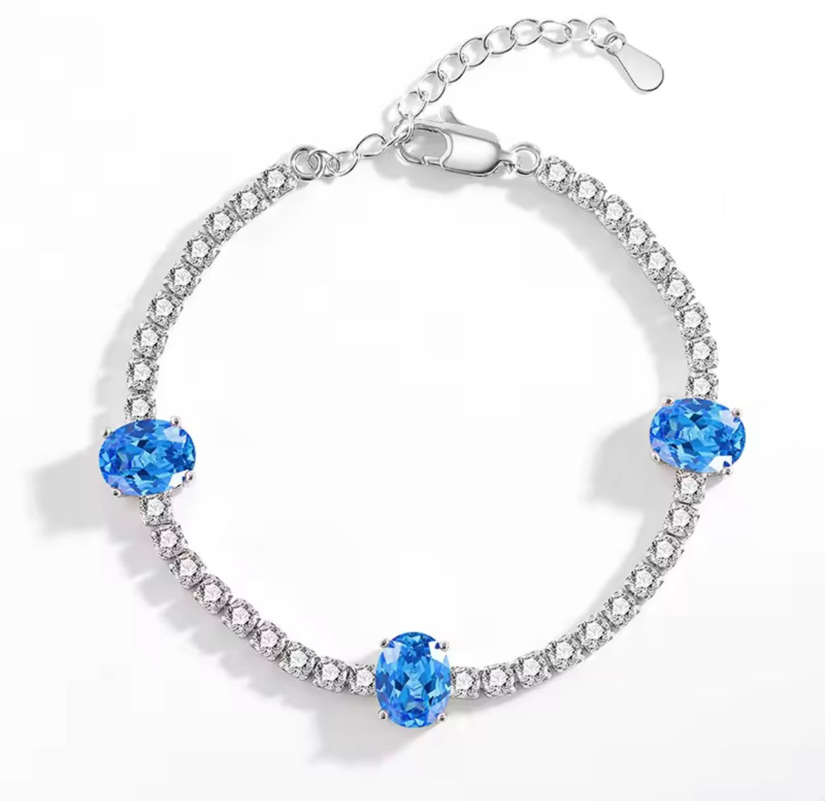 925 Sterling Silver Oval zircon bracelet
