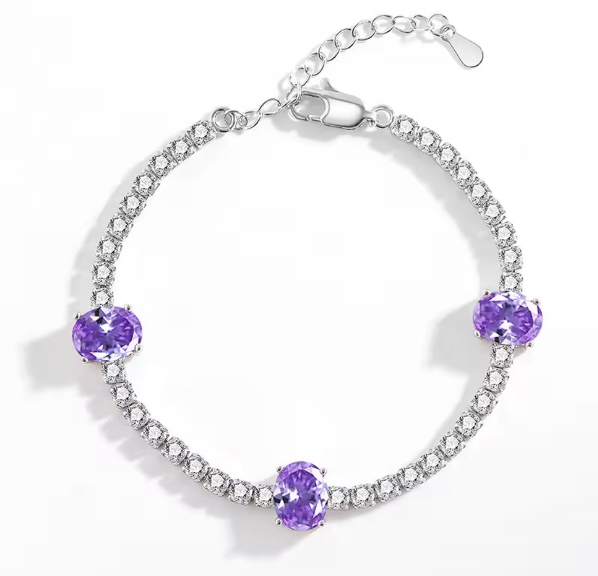 925 Sterling Silver Oval zircon bracelet