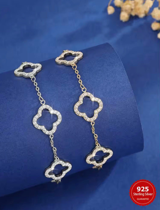 925 Sterling silver four leaf clover bracelets
