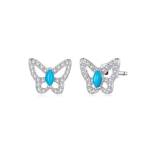 925 Sterling Silver Turquoise butterfly earrings