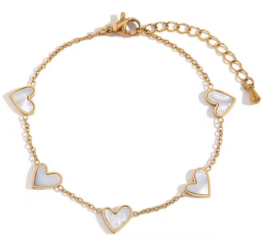 18K Gold Stainless Steel Heart Shell Bracelet