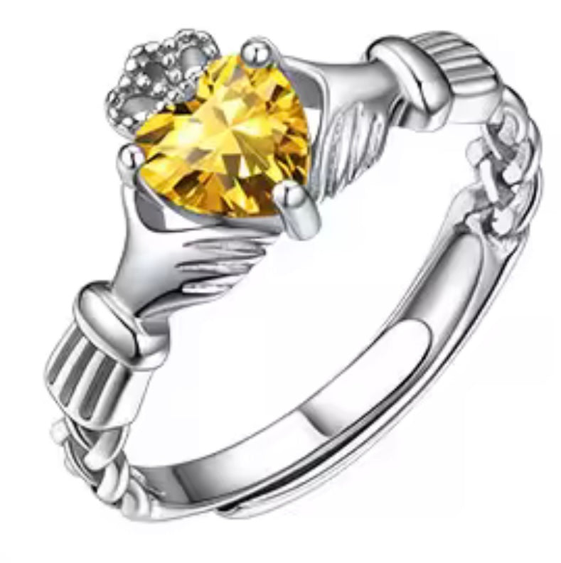 925 Sterling Silver Claddagh Birthstone Rings