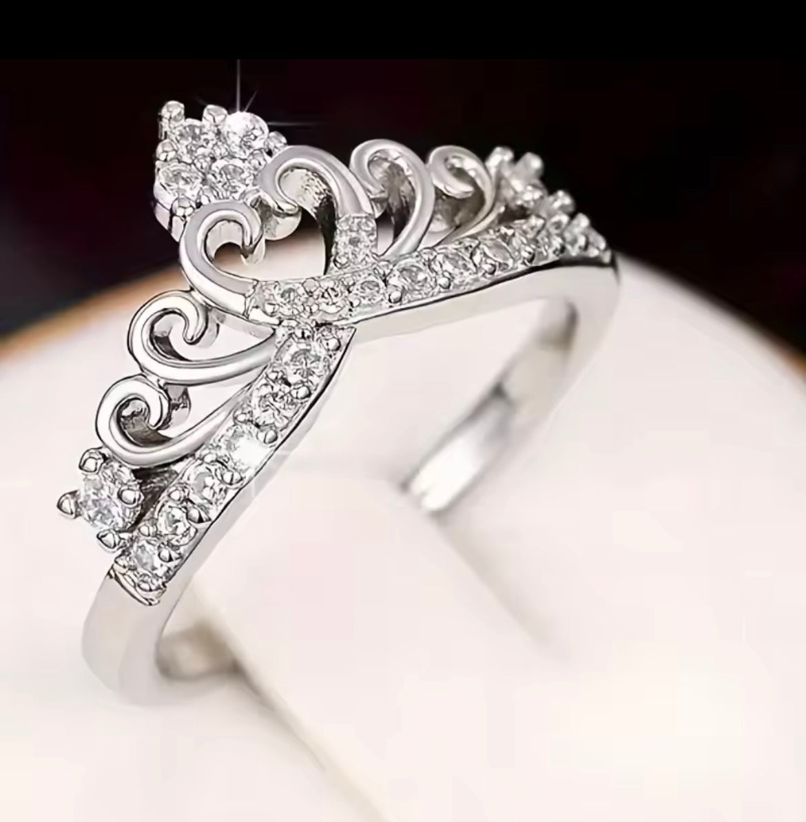 925 Sterling Silver Heart Crown Ring