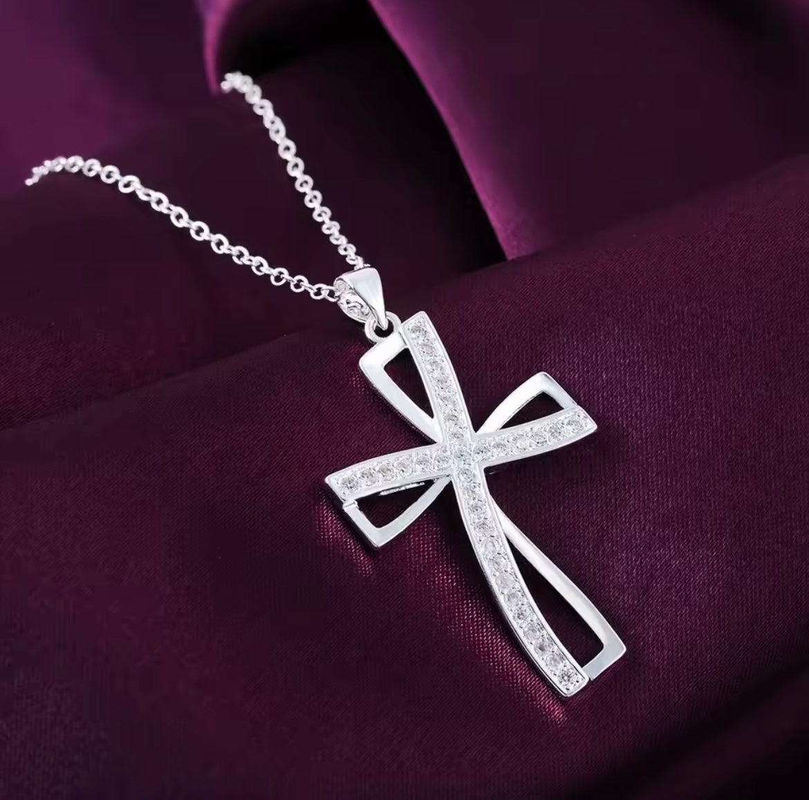925 Sterling silver Cyrstal Cross Pendant