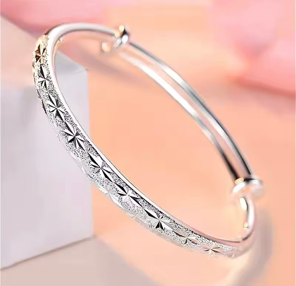 925 Sterling Silver Vintage Starry Sky Adjustable Bangle