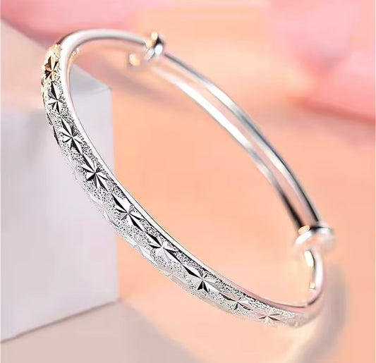 925 Sterling Silver Vintage Starry Sky Adjustable Bangle