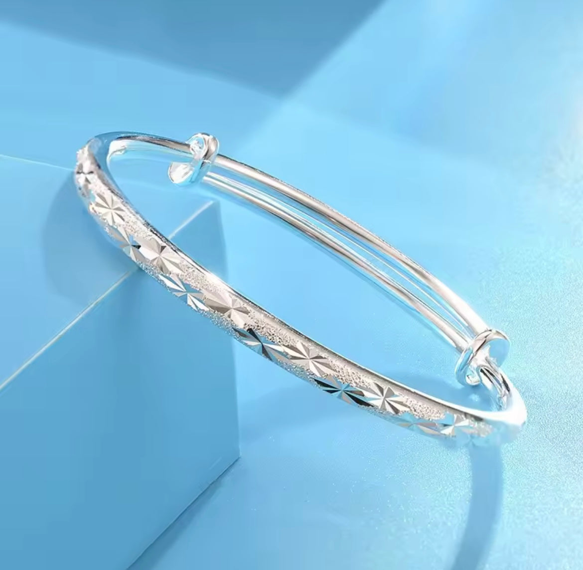 925 Sterling Silver Vintage Starry Sky Adjustable Bangle
