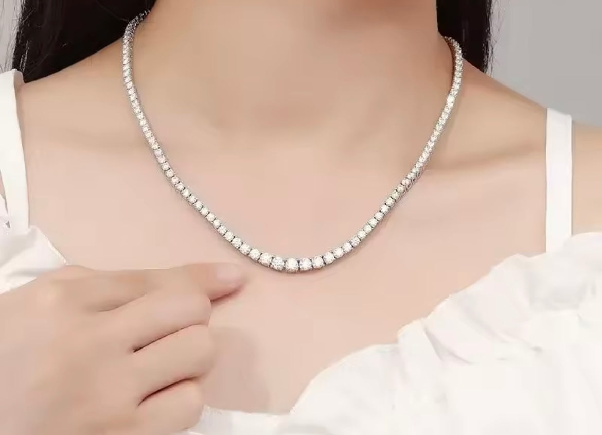 925 Sterling Silver Tennis Necklace