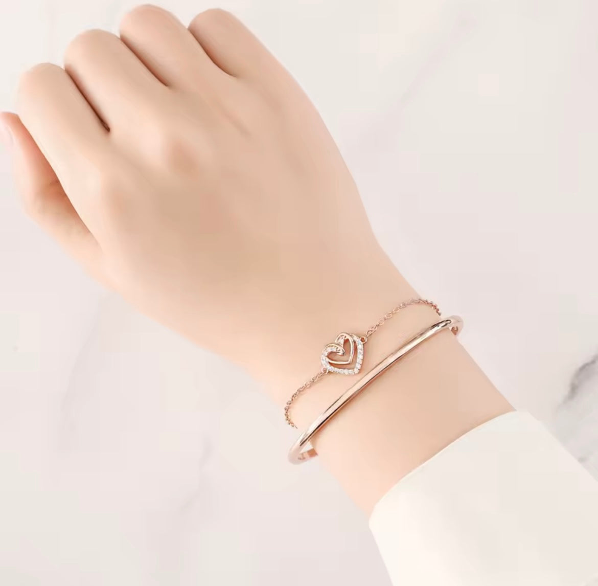 925 Sterling silver rose gold double bracelet