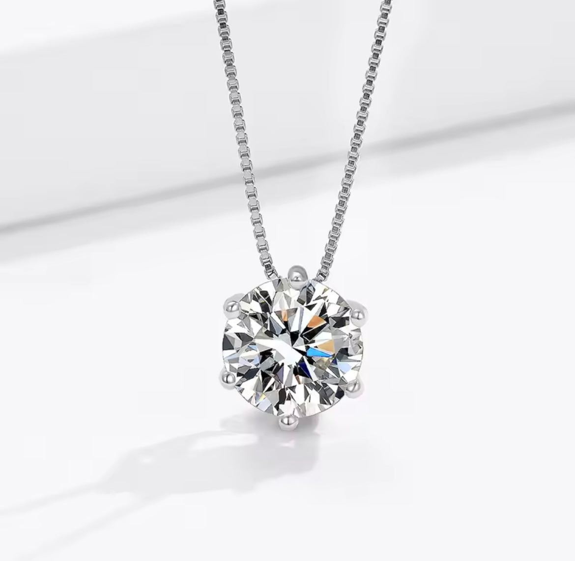925 Sterling silver round crystal necklace