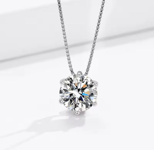 925 Sterling silver round crystal necklace