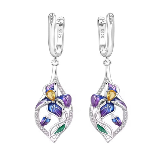 925 Sterling silver flower Iris Earring