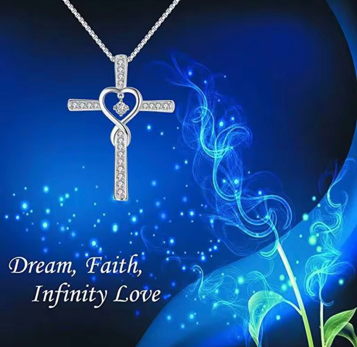 925 Sterling silver infinity love cross necklace