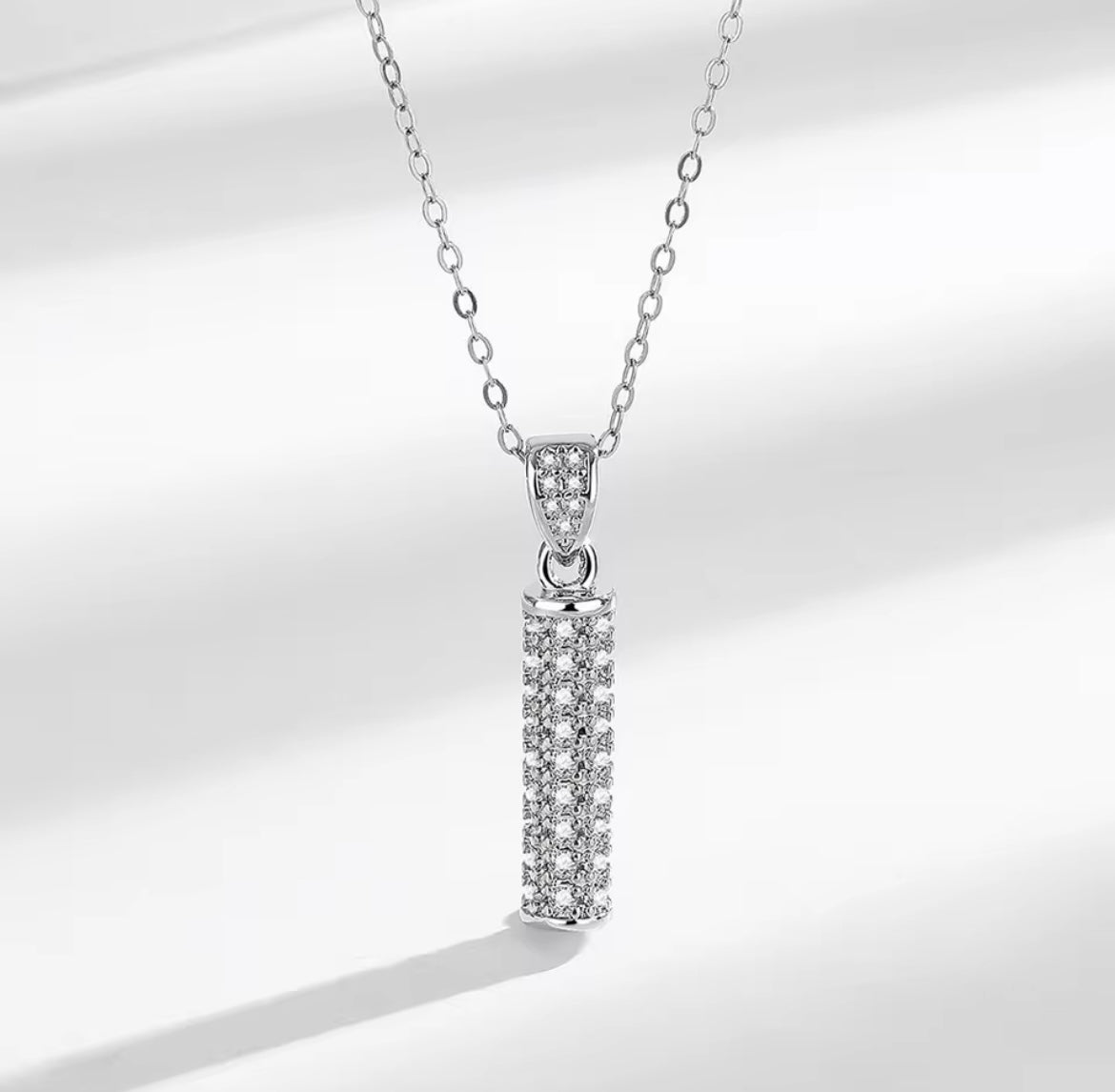 925 Sterling Silver Cylindrical Necklace And Earrings Set