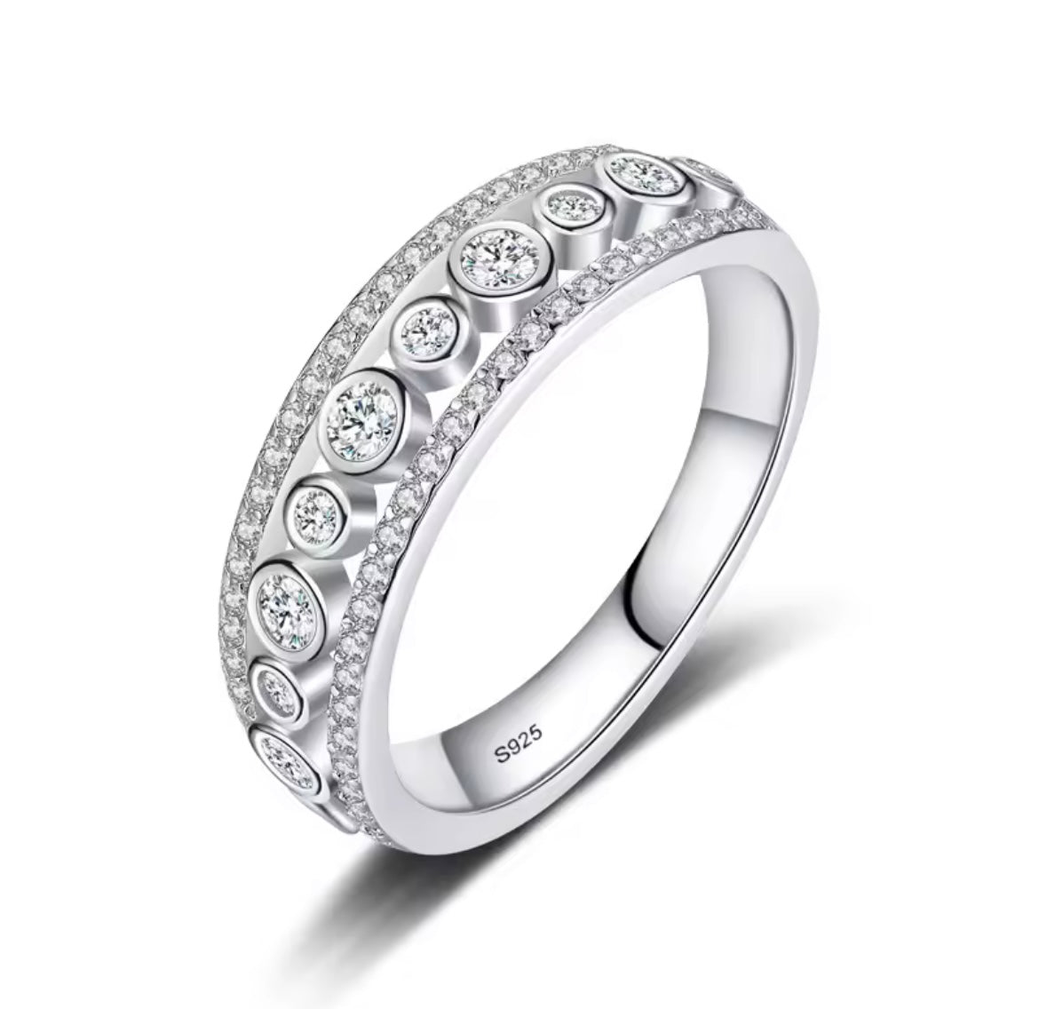 925 Sterling silver Pave Bubble ring