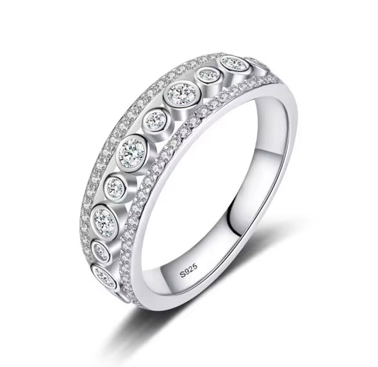 925 Sterling silver Pave Bubble ring