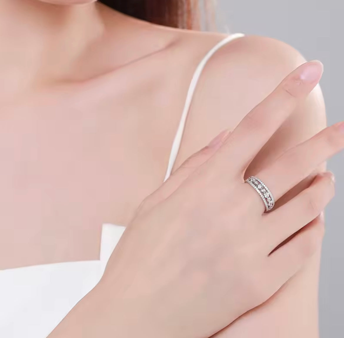 925 Sterling silver Pave Bubble ring