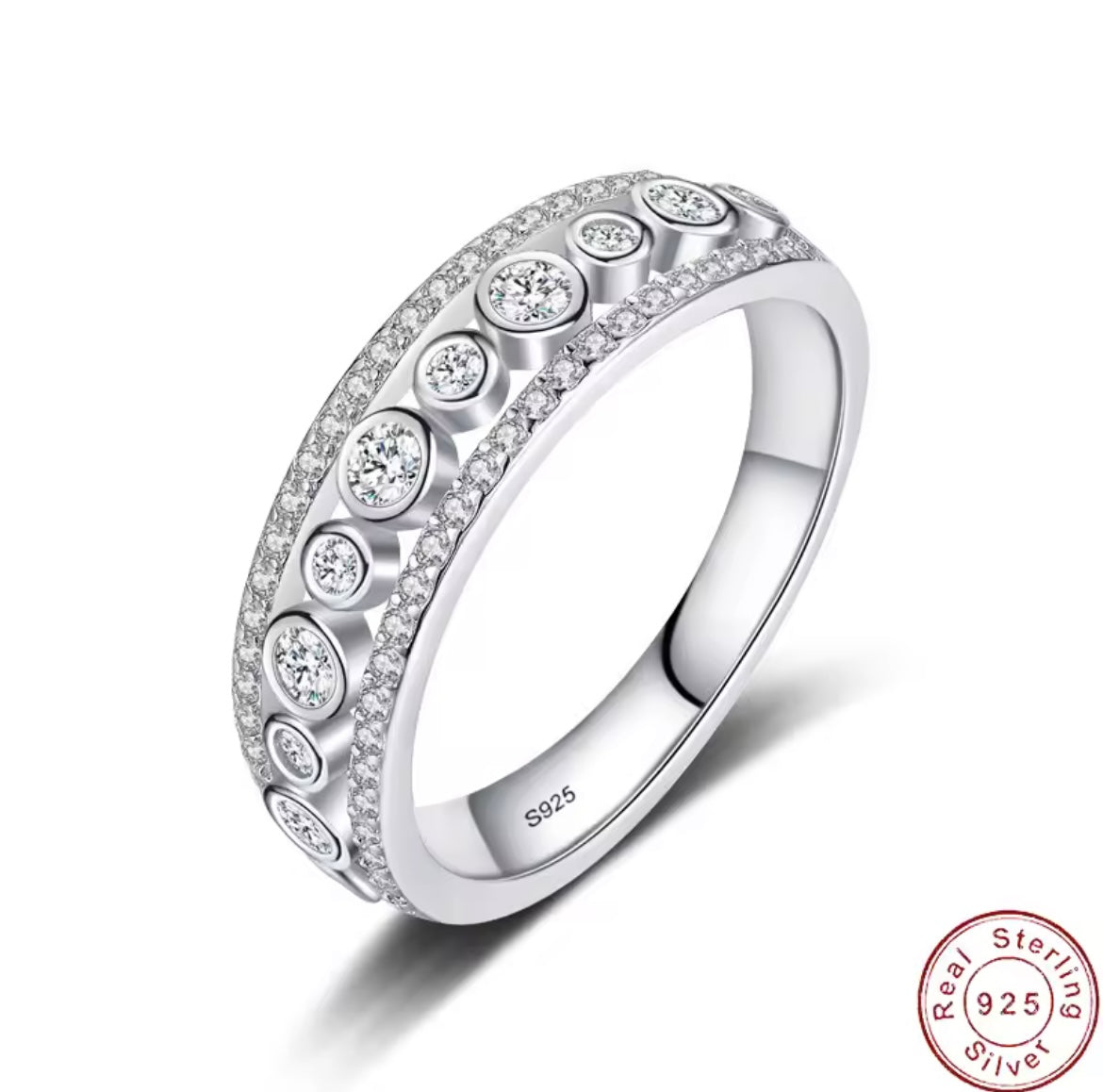 925 Sterling silver Pave Bubble ring