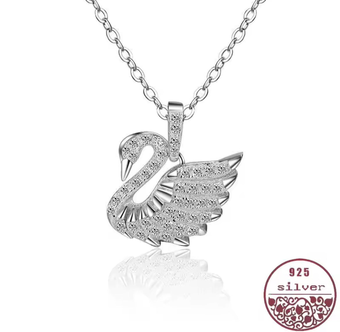 925 Sterling silver swan zircon necklace