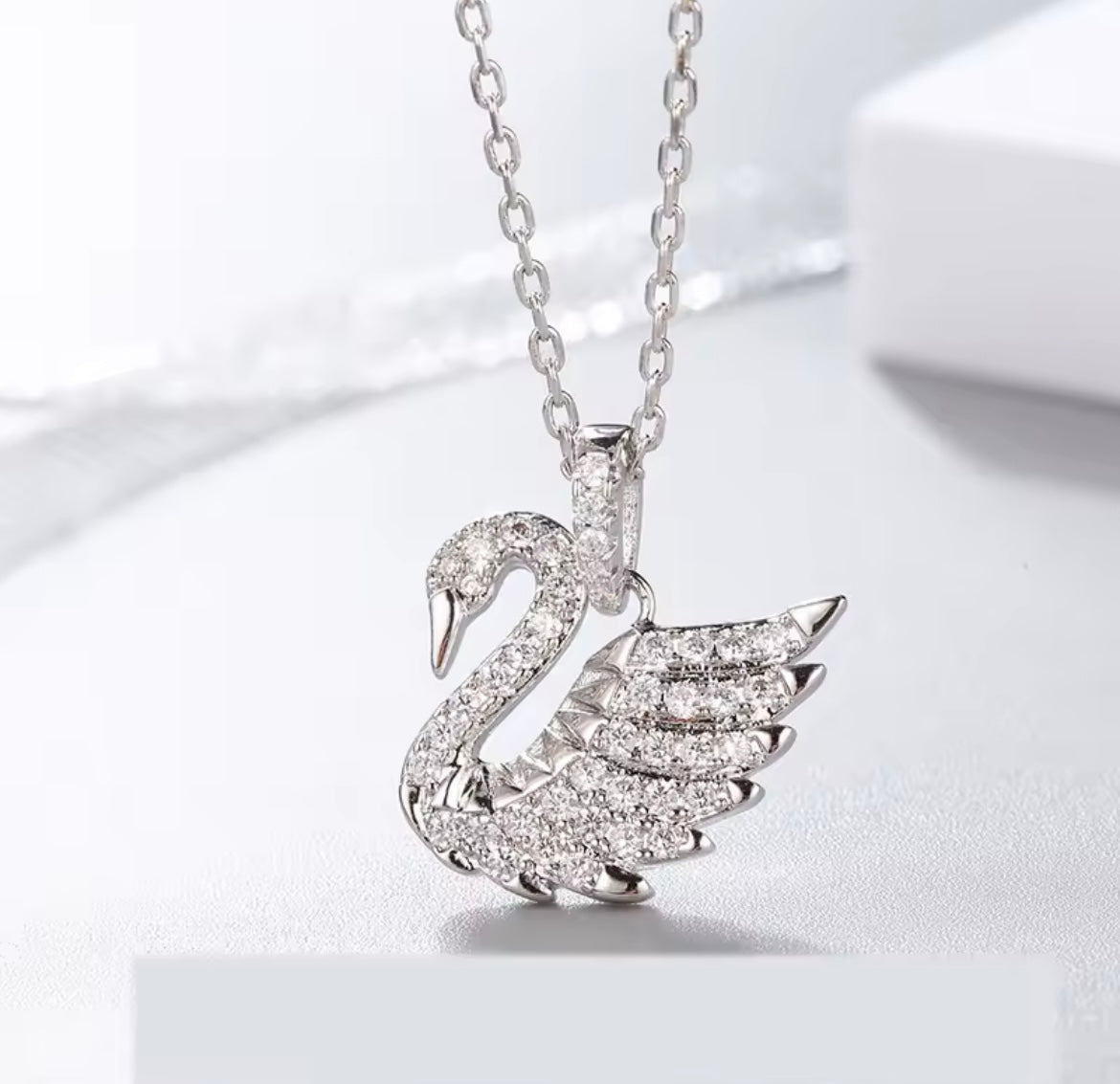 925 Sterling silver swan zircon necklace