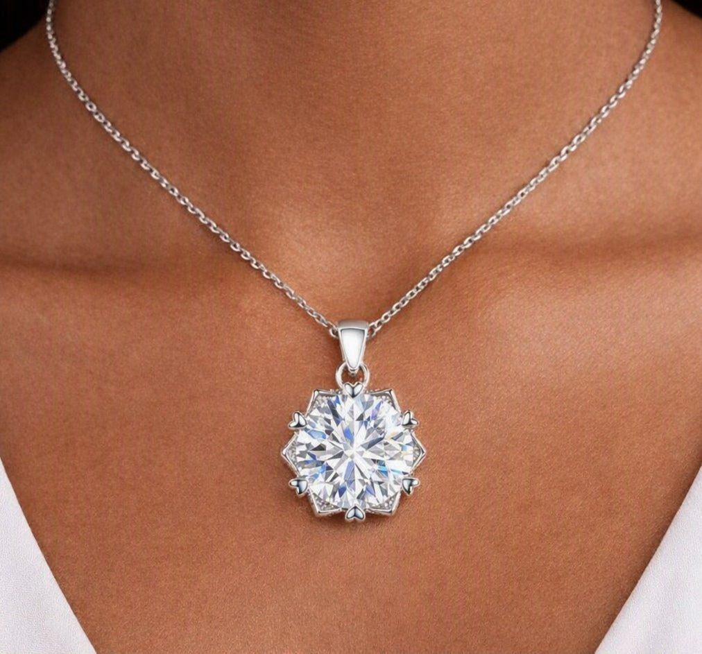 925 Sterling Silver 1CT Moissanite Snowflake pendant