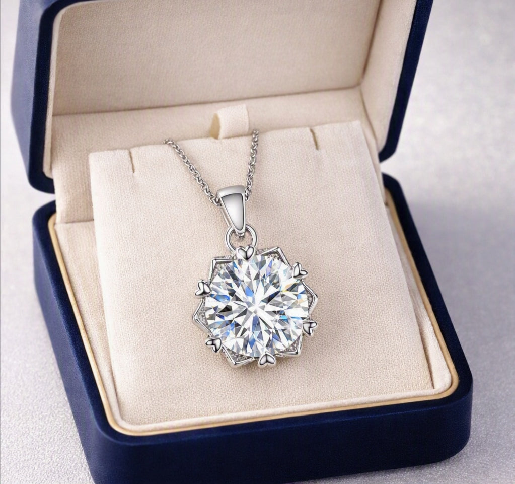 925 Sterling Silver 1CT Moissanite Snowflake pendant