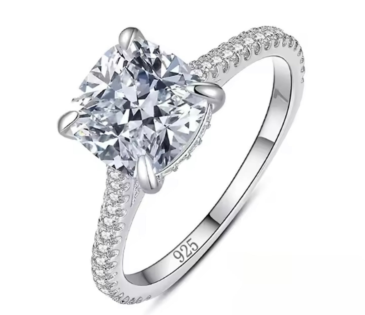 925 Sterling Silver Square Zircon Ring