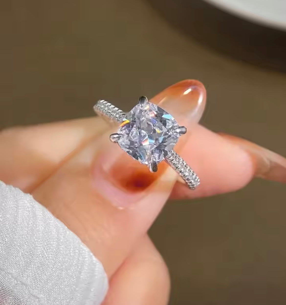925 Sterling Silver Square Zircon Ring