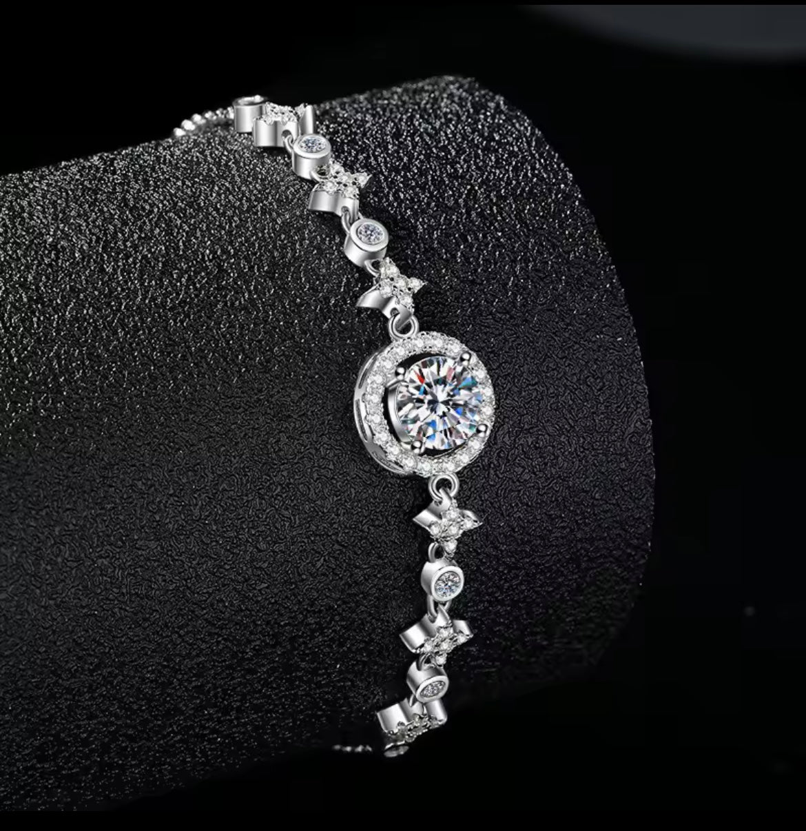 925 sterling silver round cut Moissanite bracelet